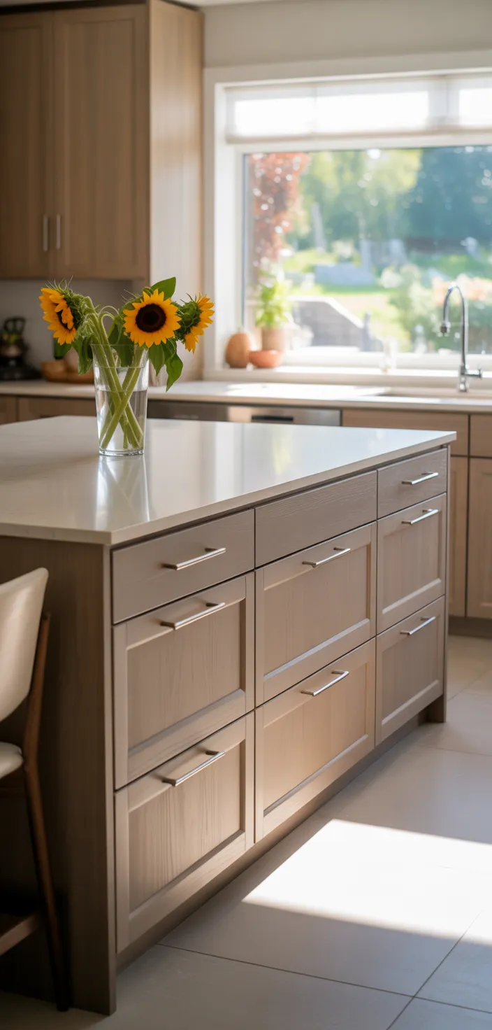19. Greige with Mixed Wood Cabinets