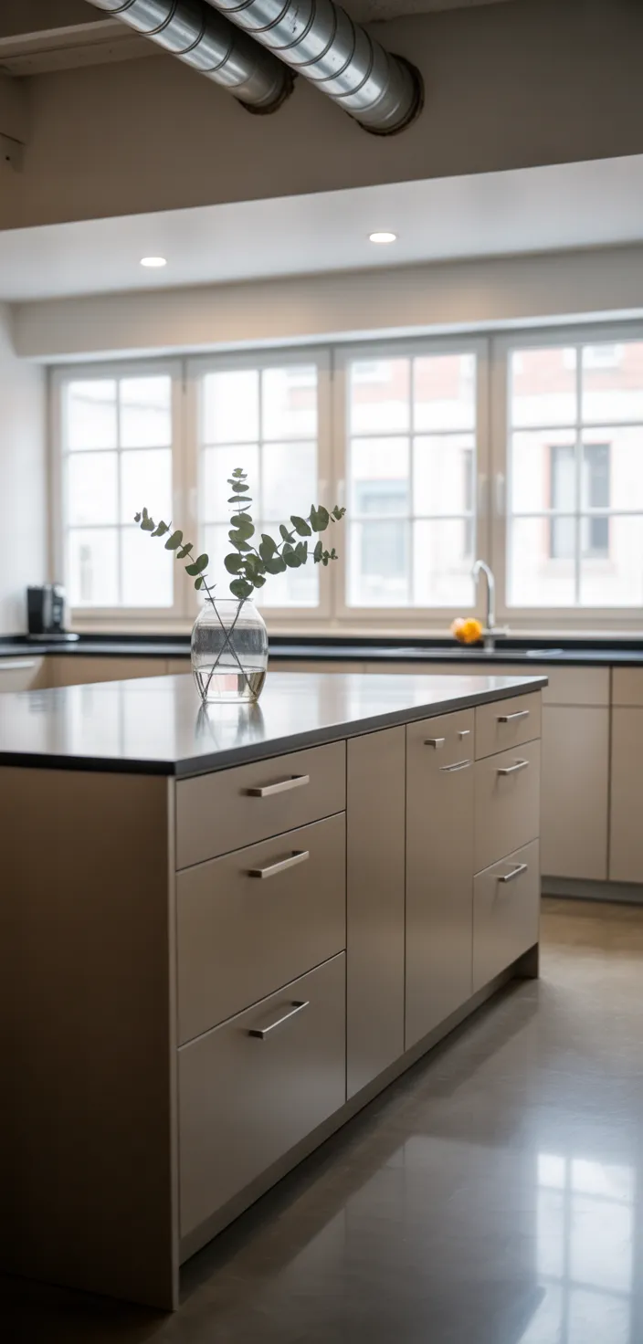 21. Greige with Industrial Features Cabinets