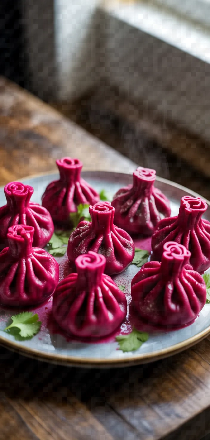 Beetroot Momo Dumplings