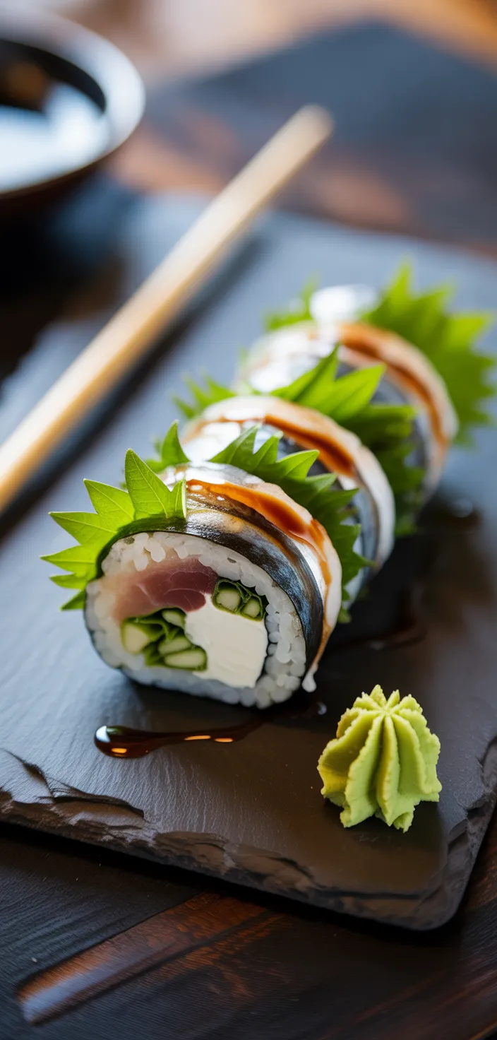 1. Shiso Infused Mackerel Roll
