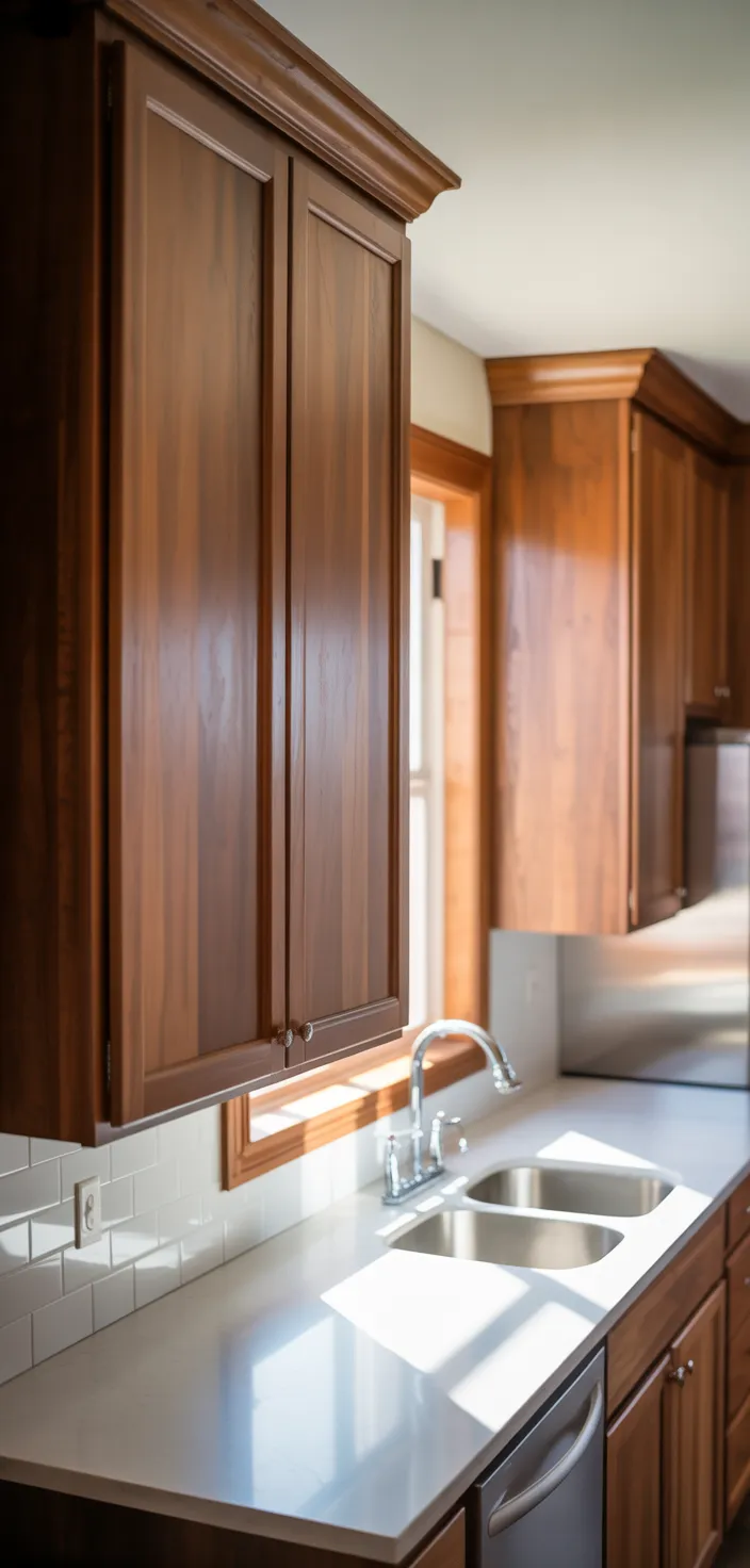18. Pecan Transitional Cabinets