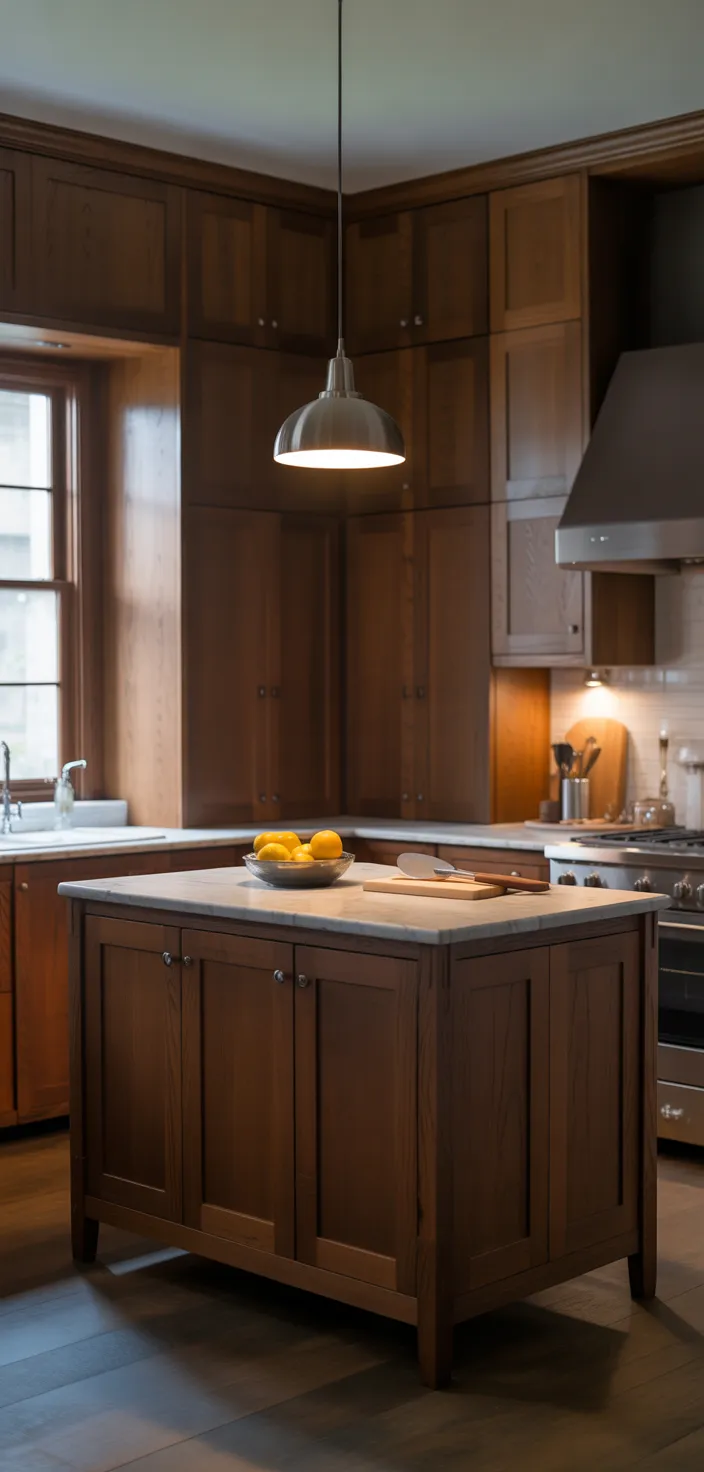 5. Dark Oak Mission Style Cabinets