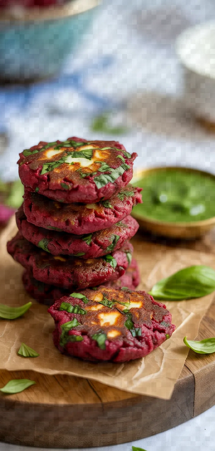 Beetroot Basil Paneer Fritters