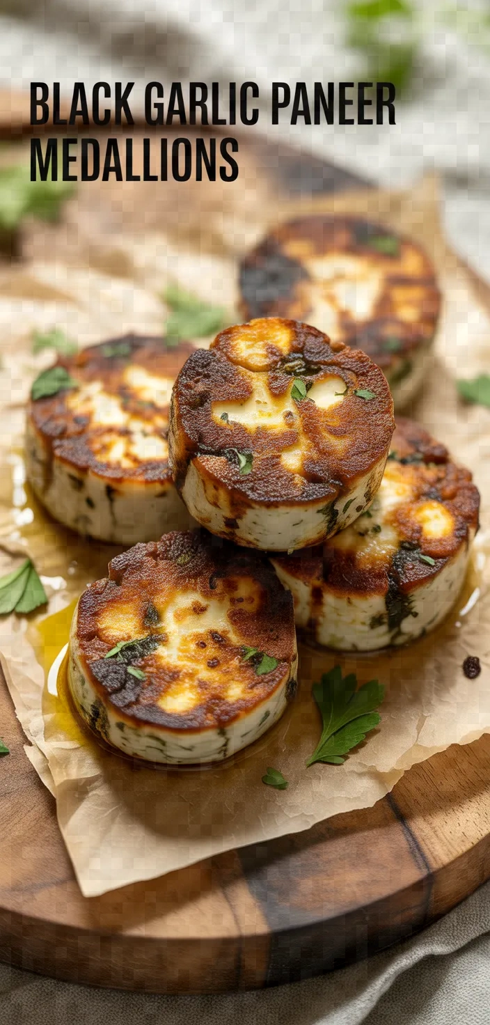 Black Garlic Paneer Medallions