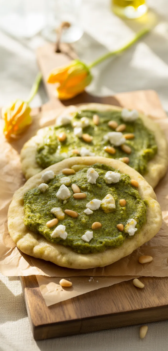 Pattypan Squash Pesto Flatbread