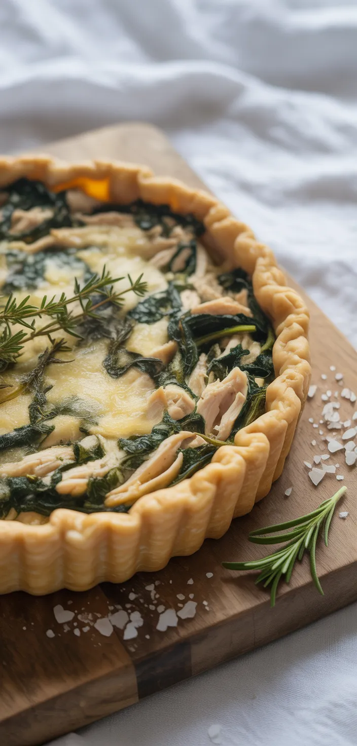 Roasted Garlic Chicken and Spinach Tart