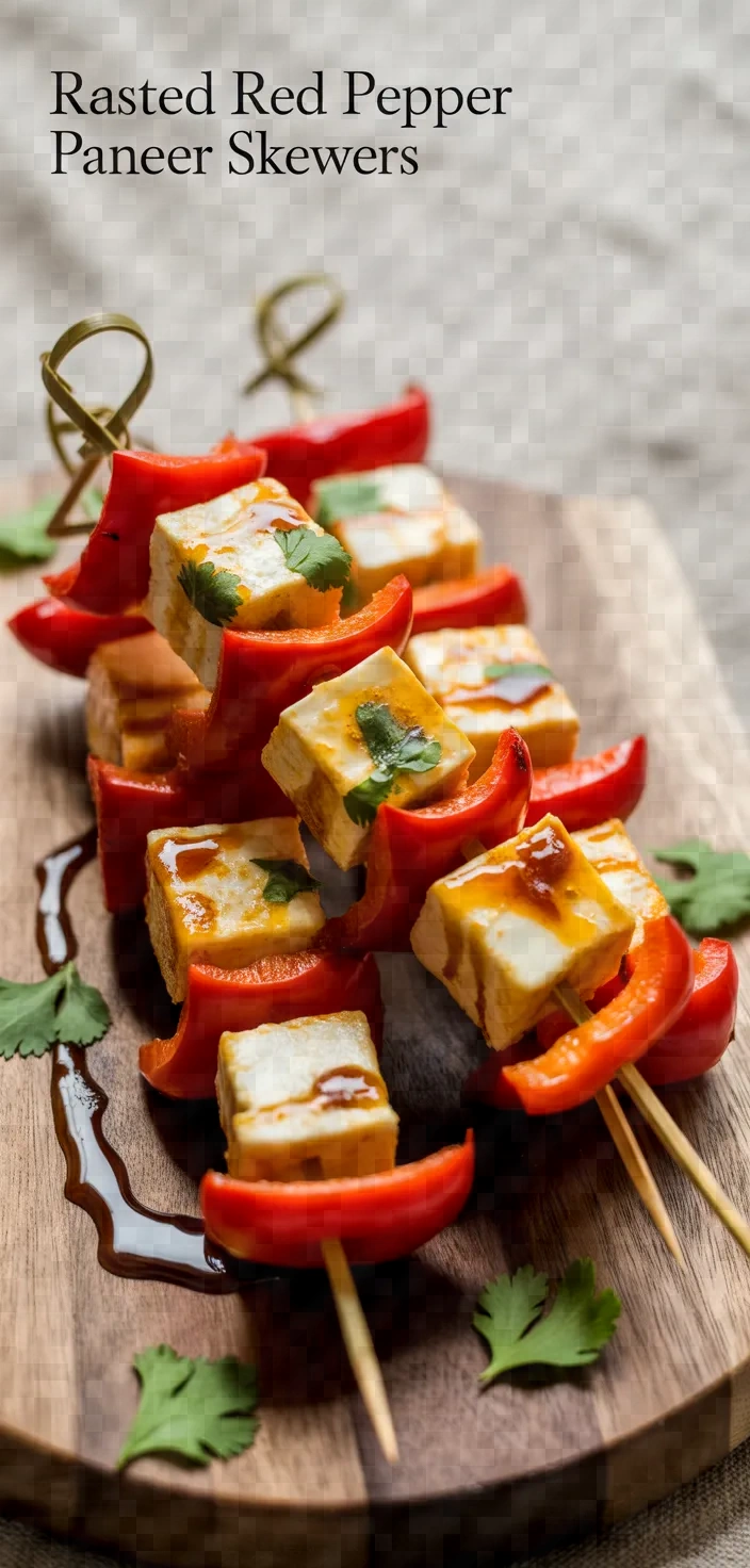 Roasted Red Pepper Paneer Skewers