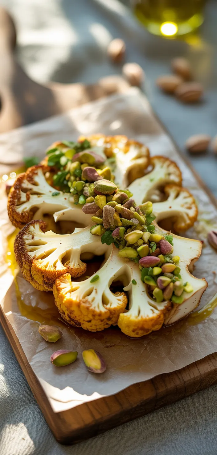 Spiced Cauliflower Steak with Pistachio Salsa