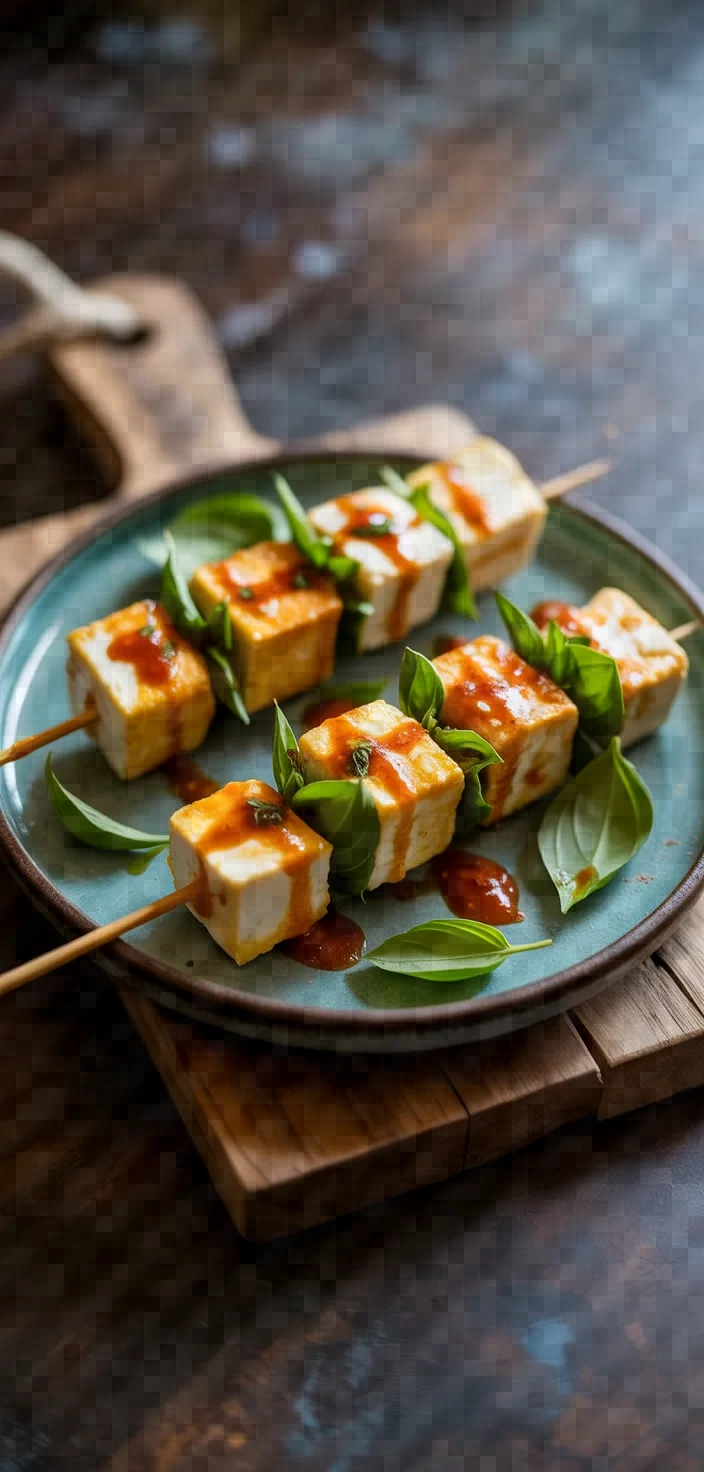 Thai Basil Paneer Skewers