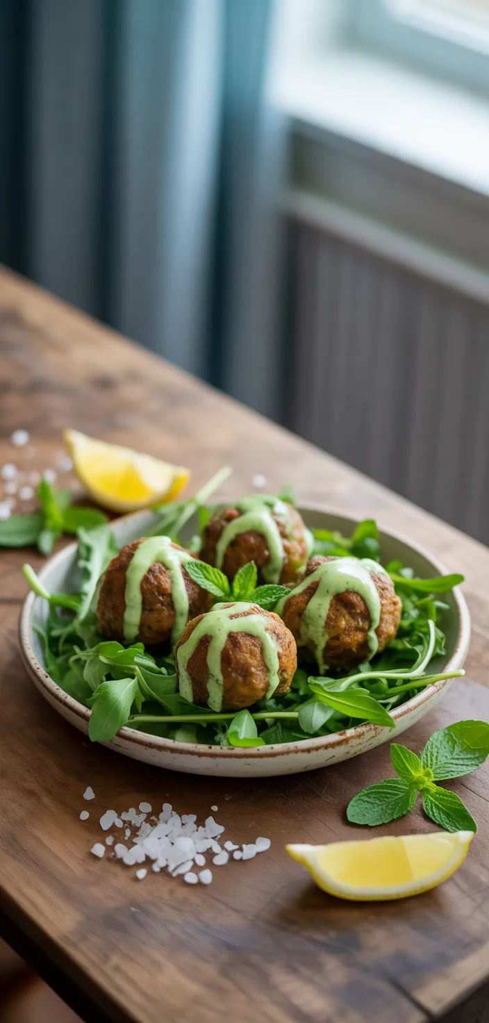 Turmeric-Spiced Lamb Meatballs with Mint Chimichurri