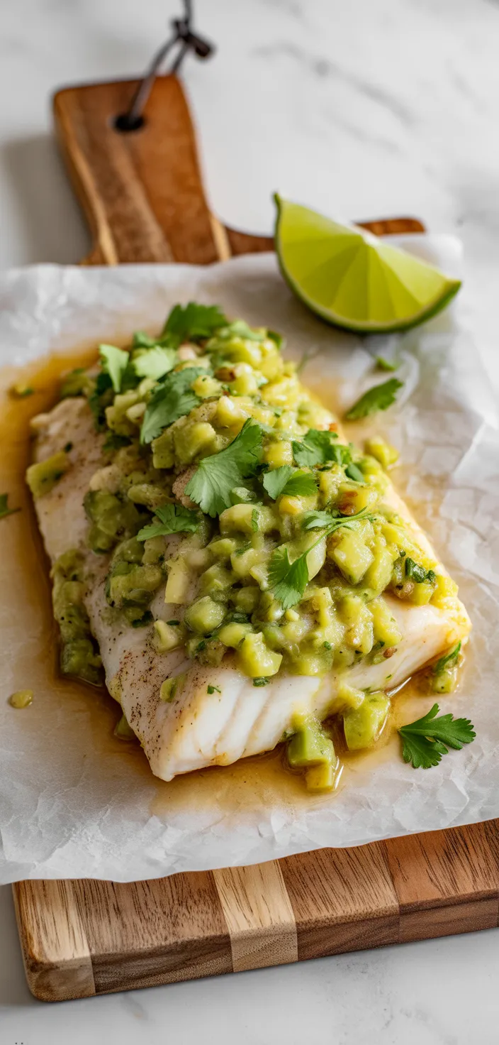 16. Avocado Tomatillo Salsa Mahi Mahi