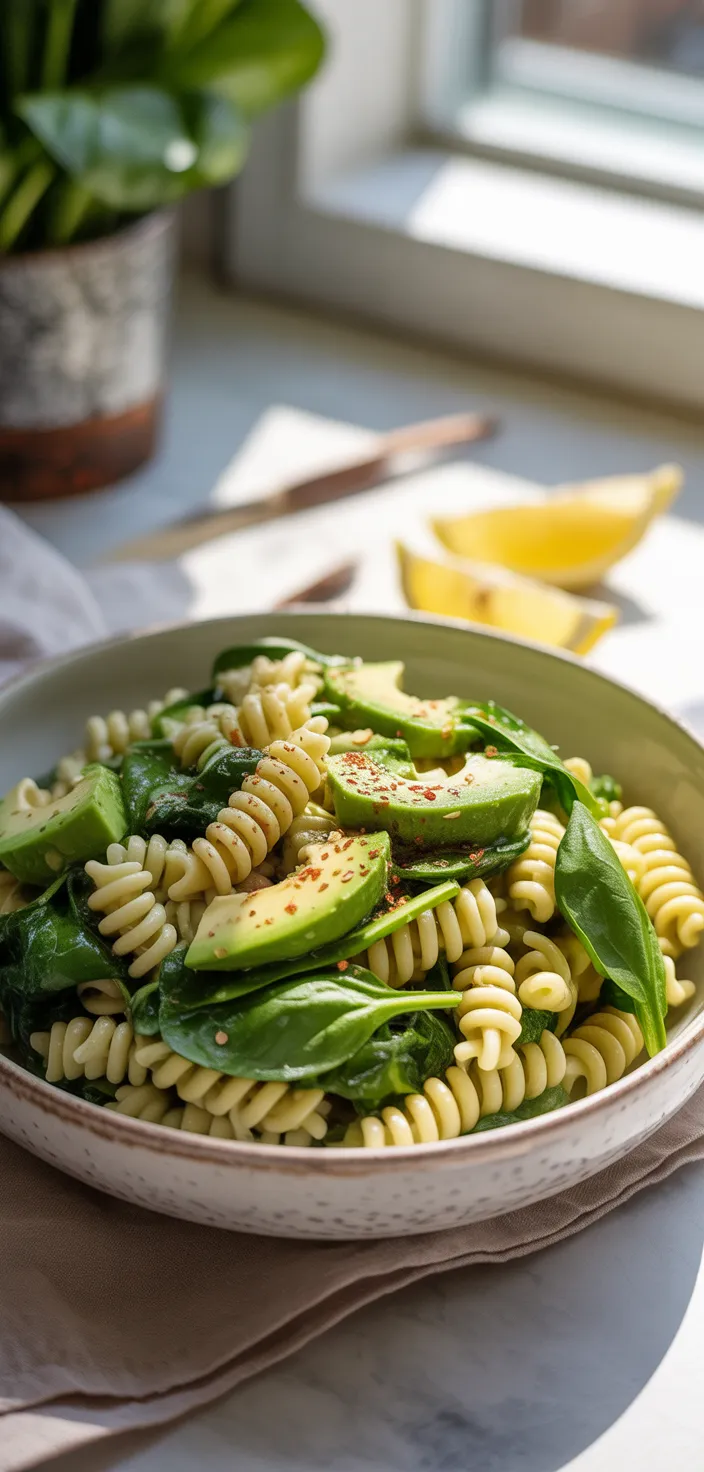 2. Avocado Spinach Fusilli