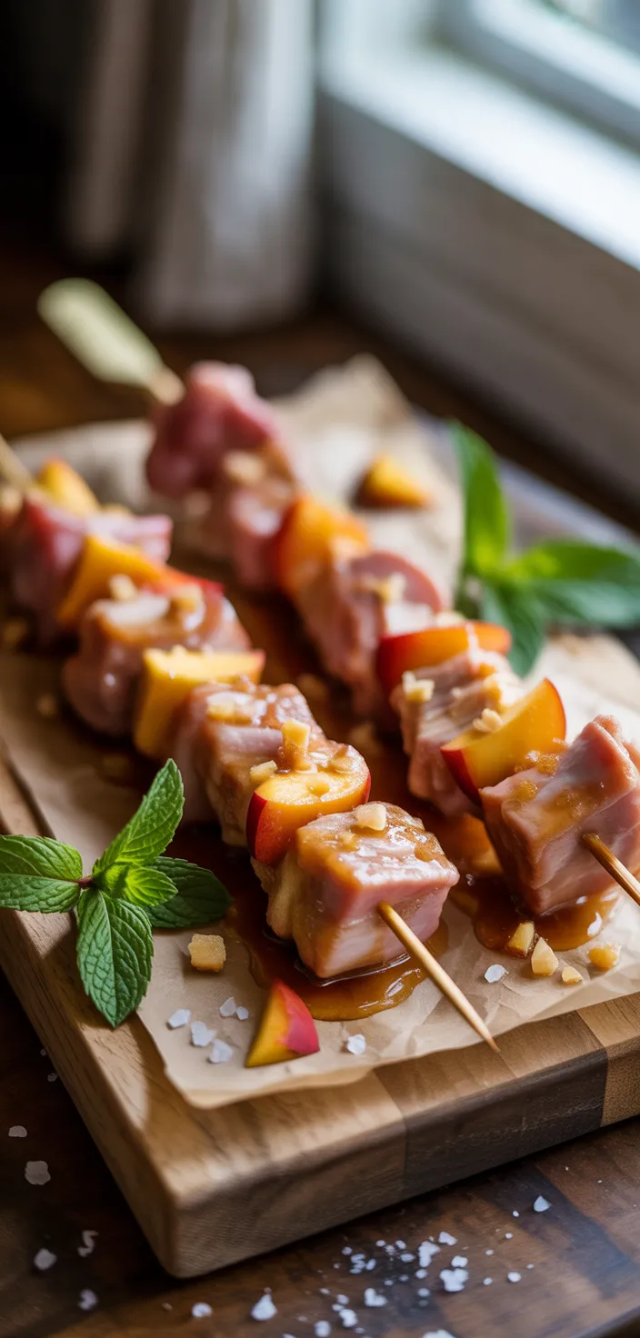 3. Peach Ginger Glazed Pork Skewers