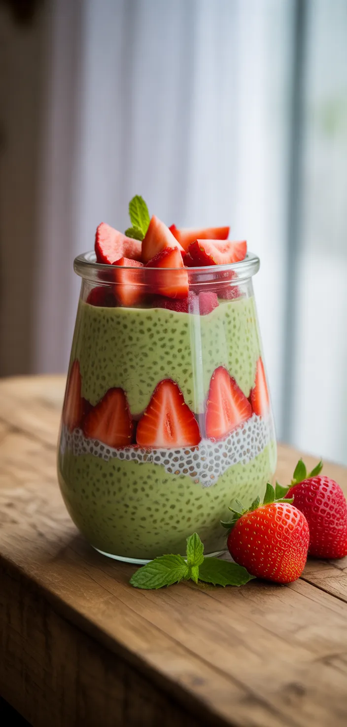 4. Matcha Strawberry Chia Pudding