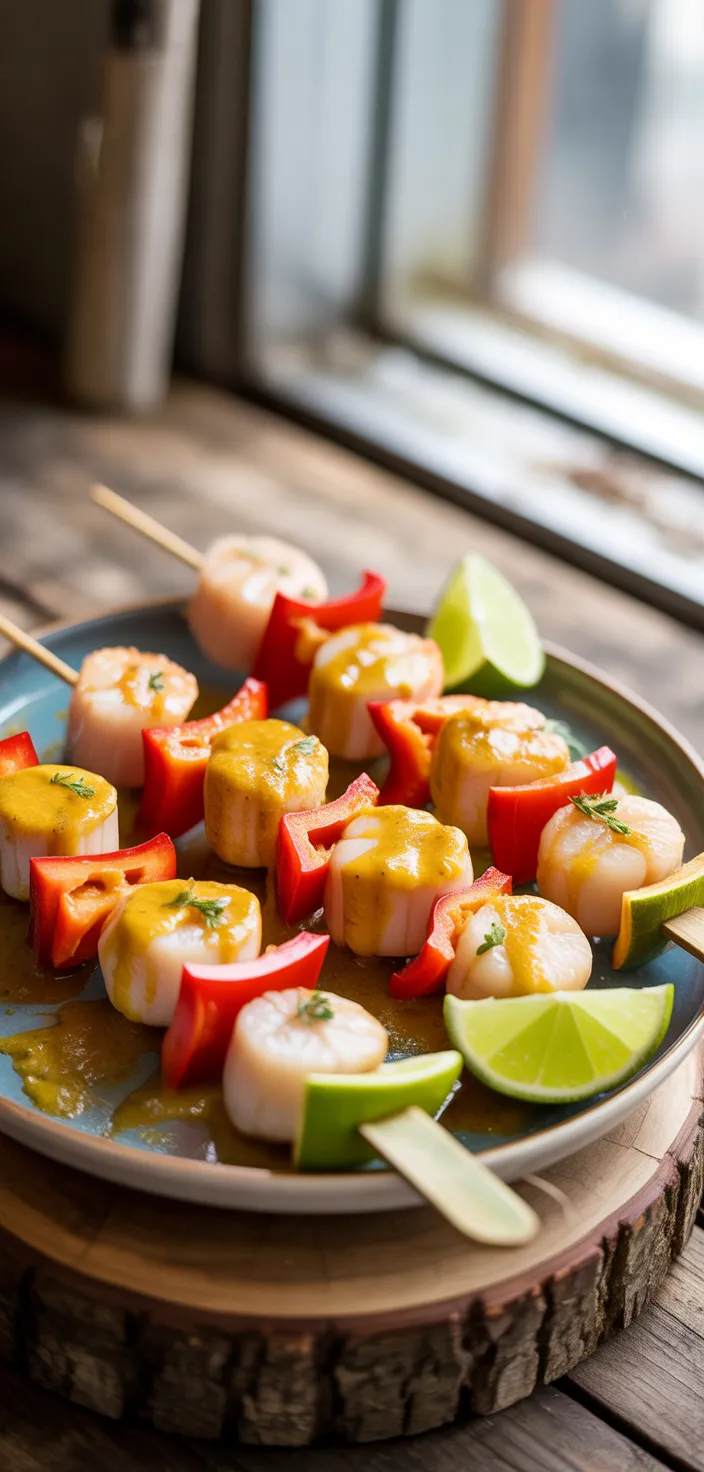 Coconut Curry Scallop Skewers