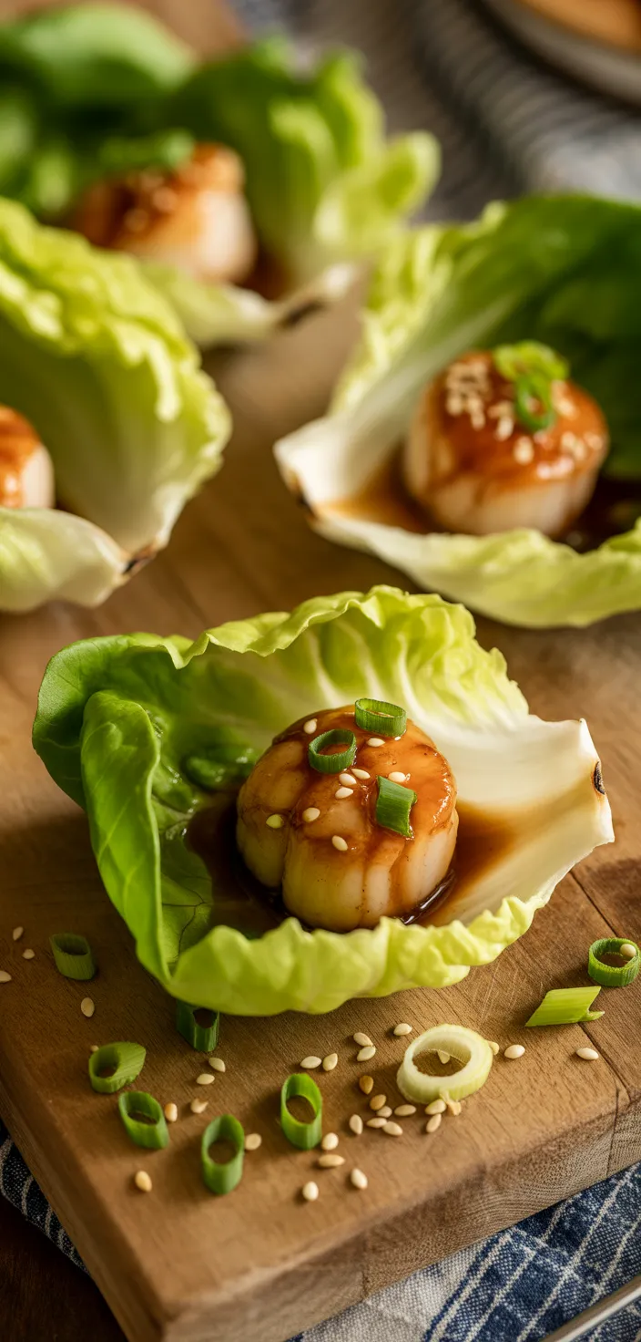 Miso Glazed Scallop Lettuce Wraps