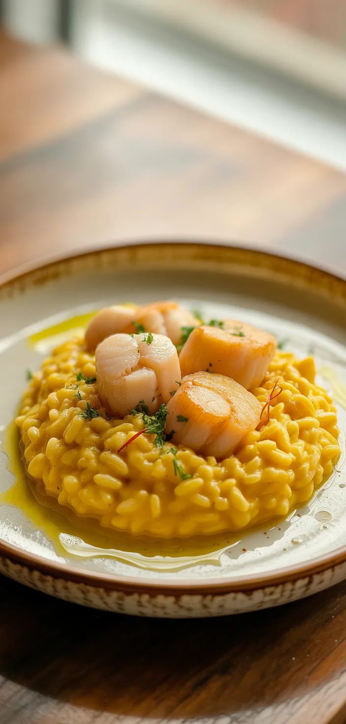 Saffron-Infused Scallop Risotto