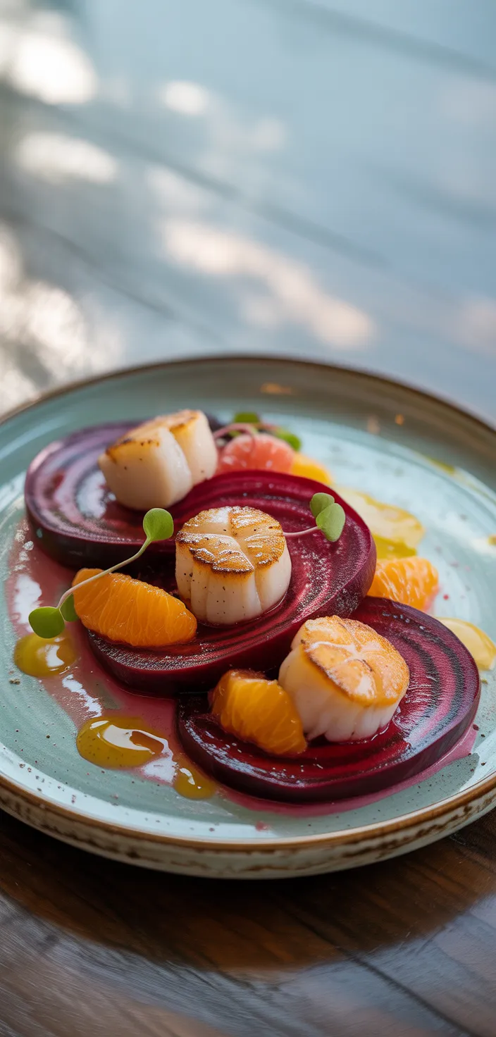 Scallop and Beetroot Salad with Citrus Drizzle