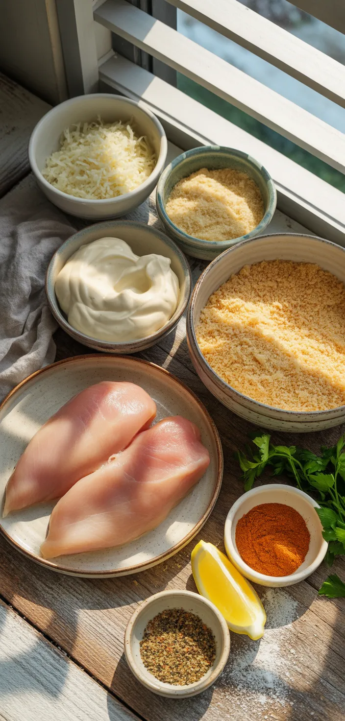 Ingredients photo for Air Fryer Parmesan Crusted Chicken With Mayo Recipe