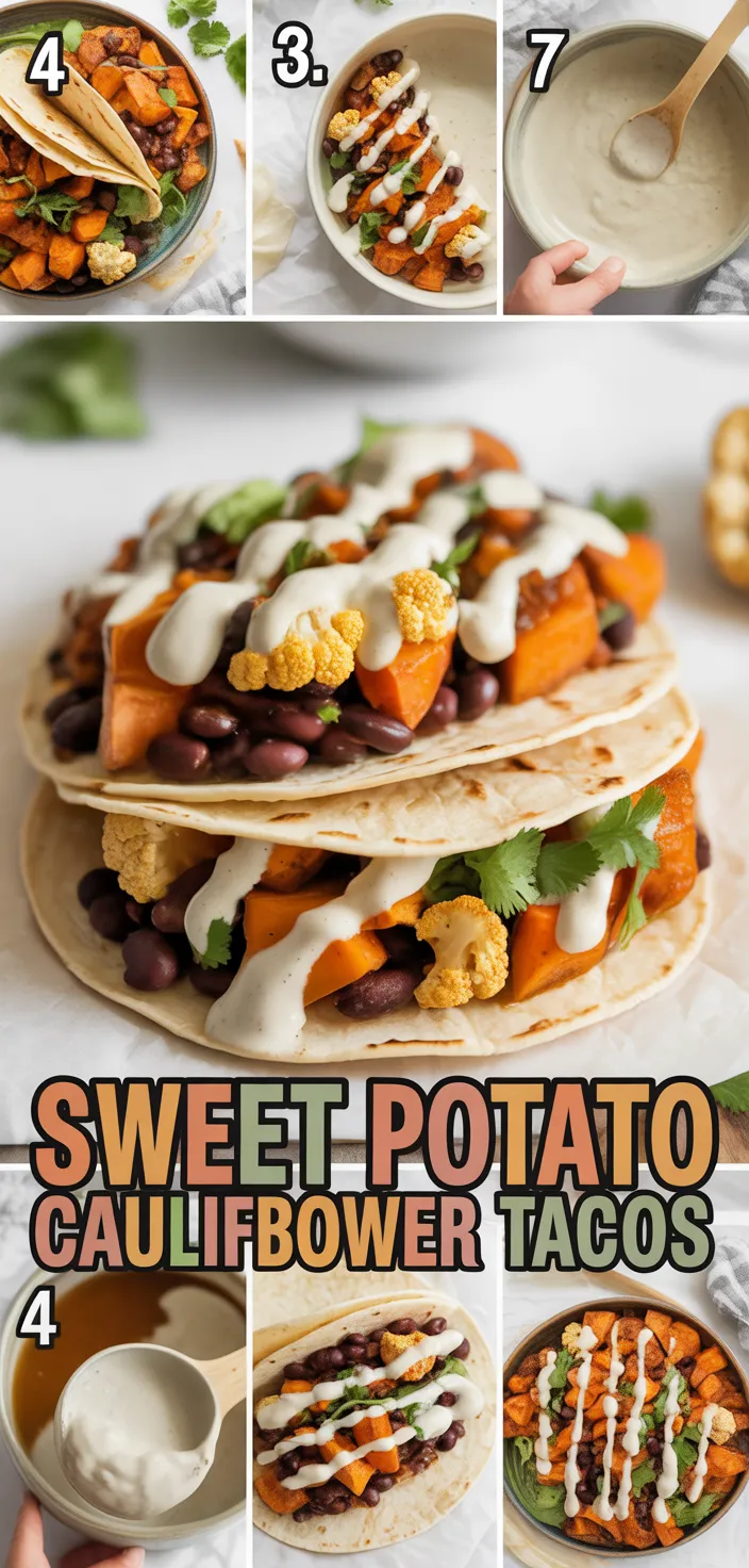 Roasted Sweet Potato & Cauliflower Tacos With Cashew Crema Recipe