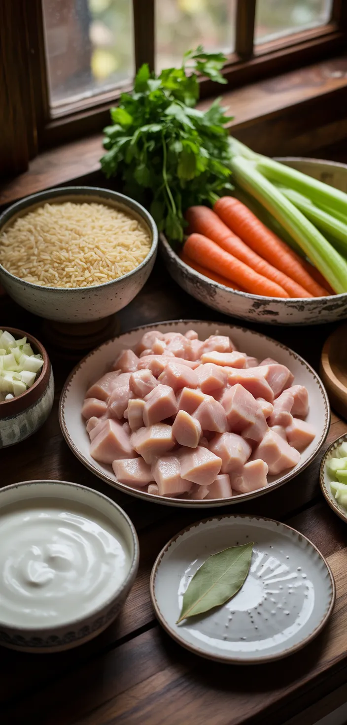 Ingredients photo for Creamy Chicken And Rice Soup Recipe