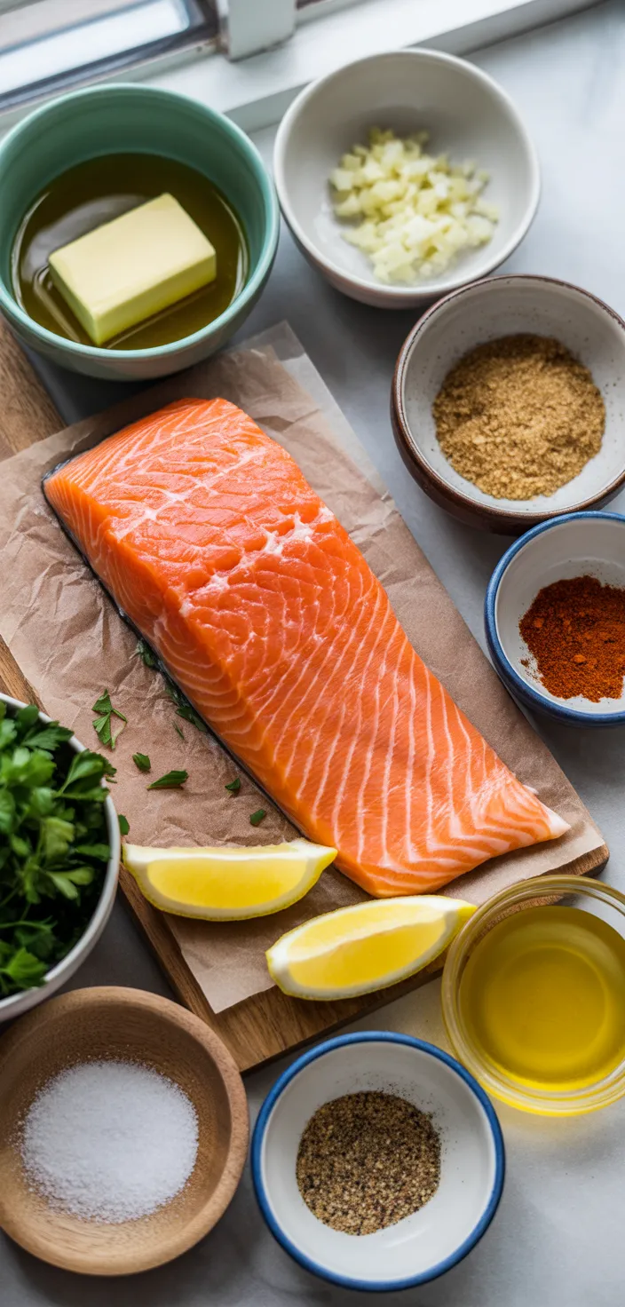 Ingredients photo for Garlic Butter Baked Salmon Recipe