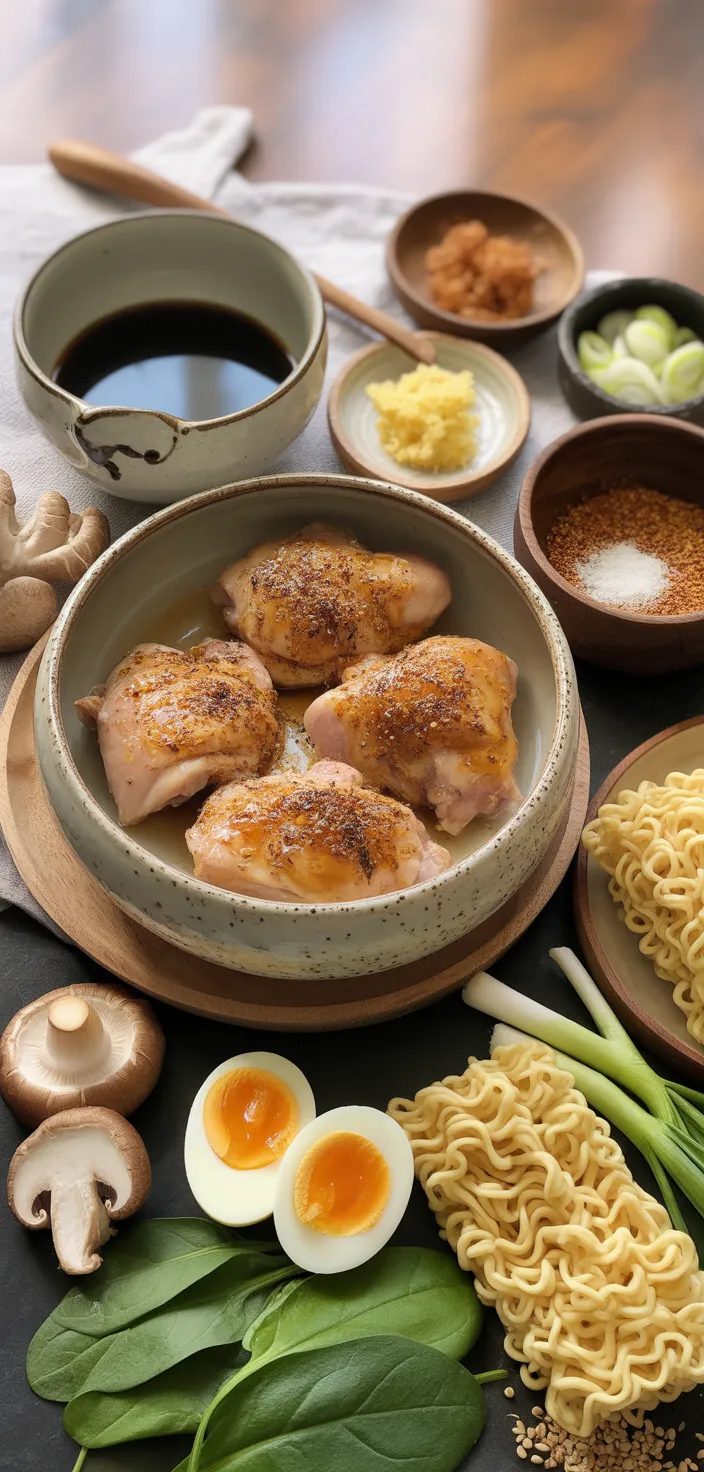 Ingredients photo for Ginger Glazed Chicken Ramen Recipe