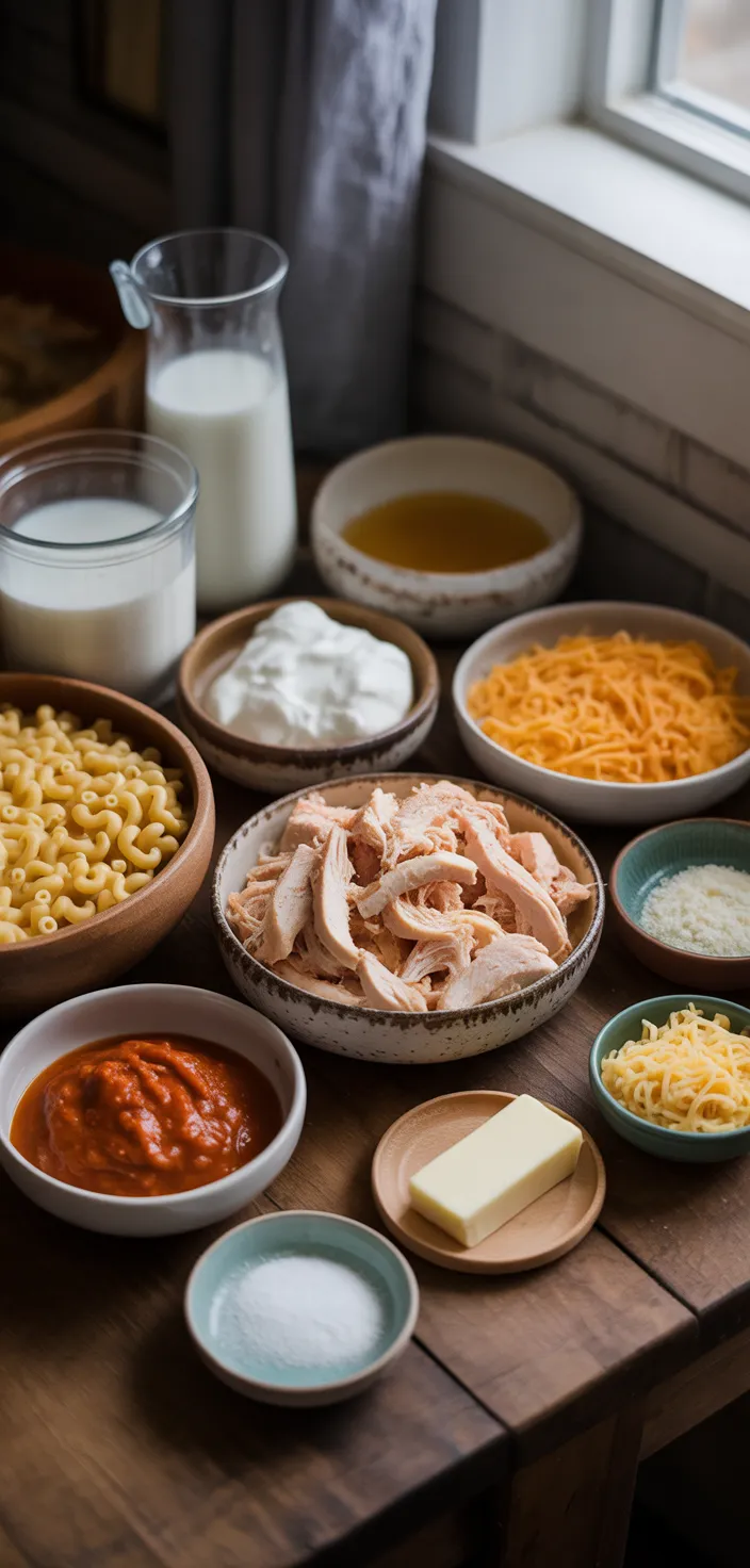 Ingredients photo for Healthy Buffalo Macaroni And Cheese Recipe