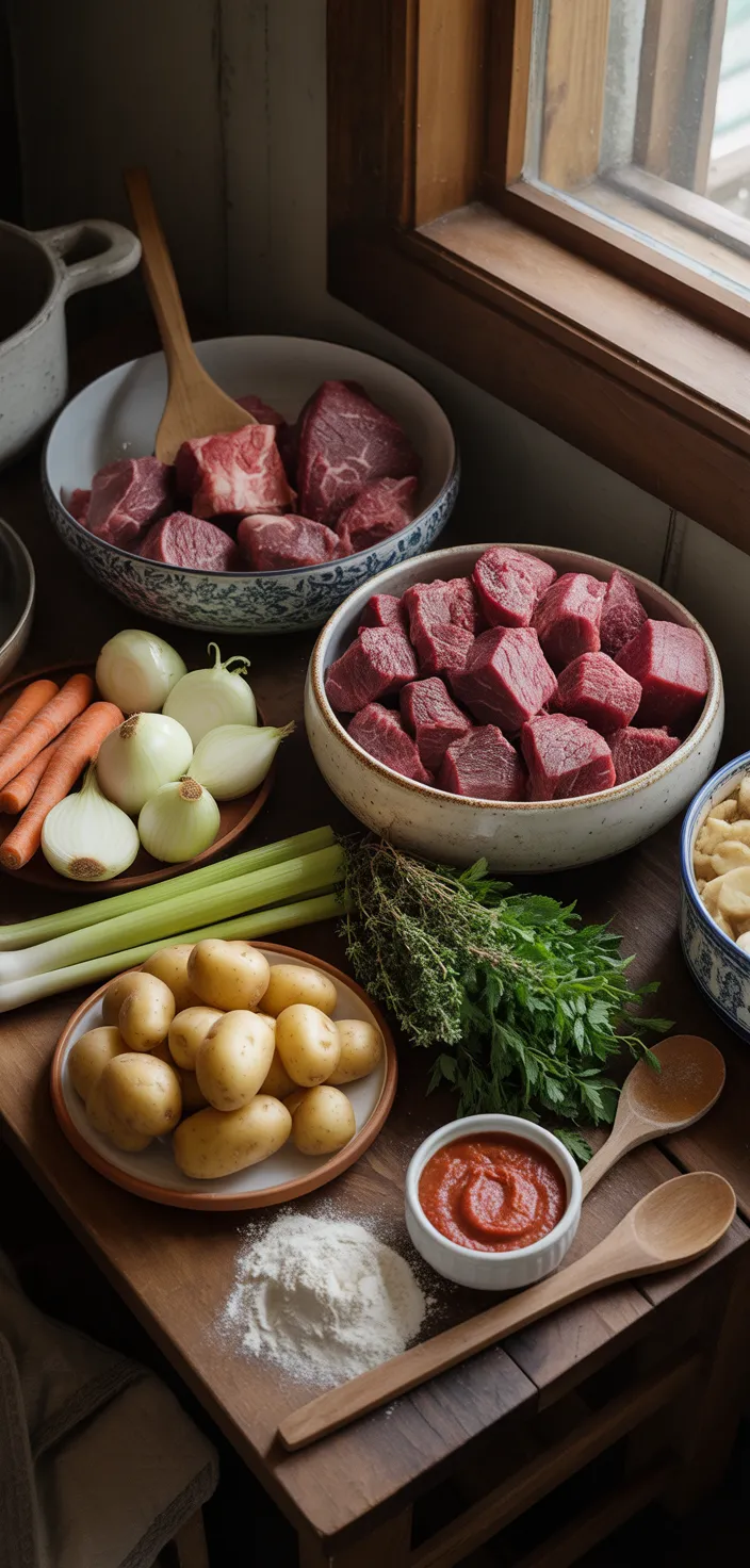 Ingredients photo for Old Fashioned Beef Stew Recipe