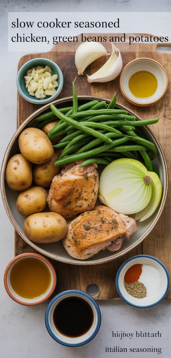 Ingredients photo for Slow Cooker Seasoned Chicken, Green Beans And Potatoes Recipe