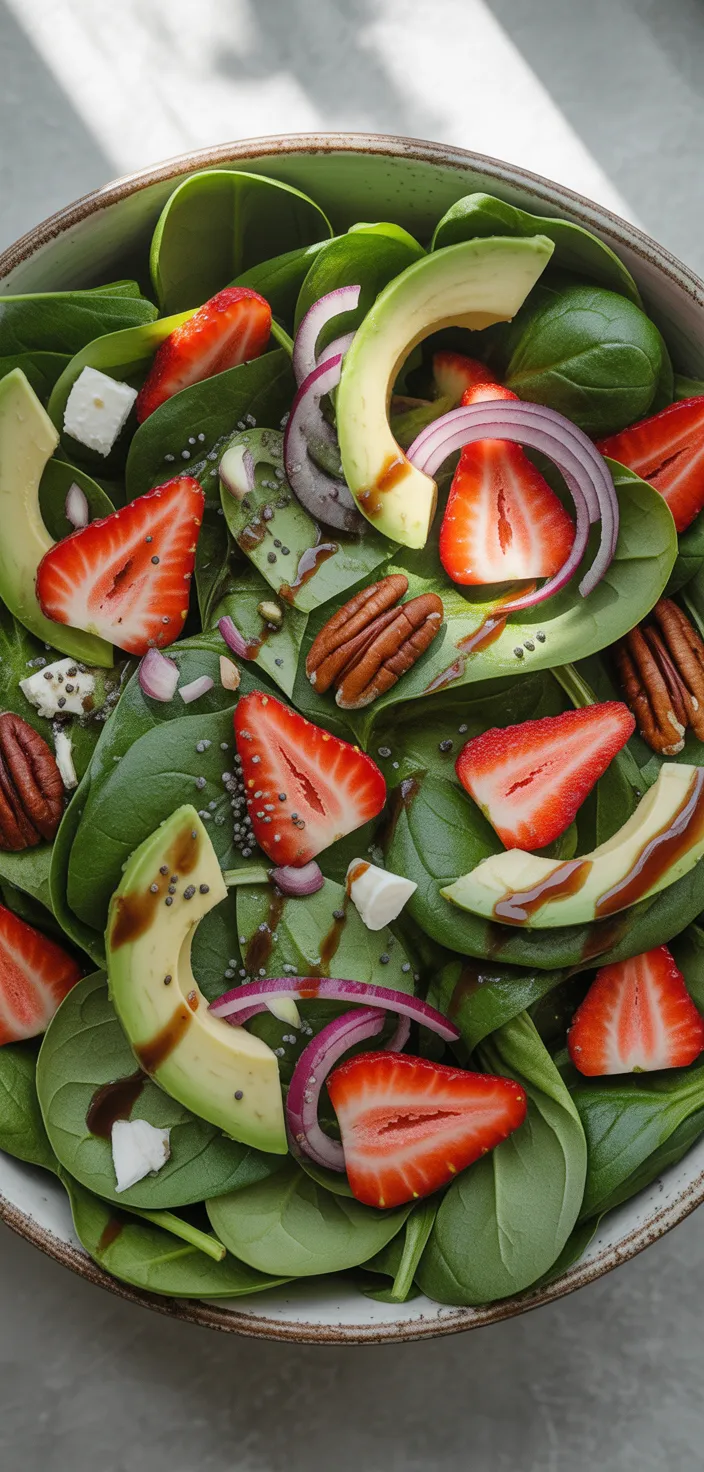 Ingredients photo for Spinach Strawberry Salad With Balsamic Poppy Seed Dressing Recipe