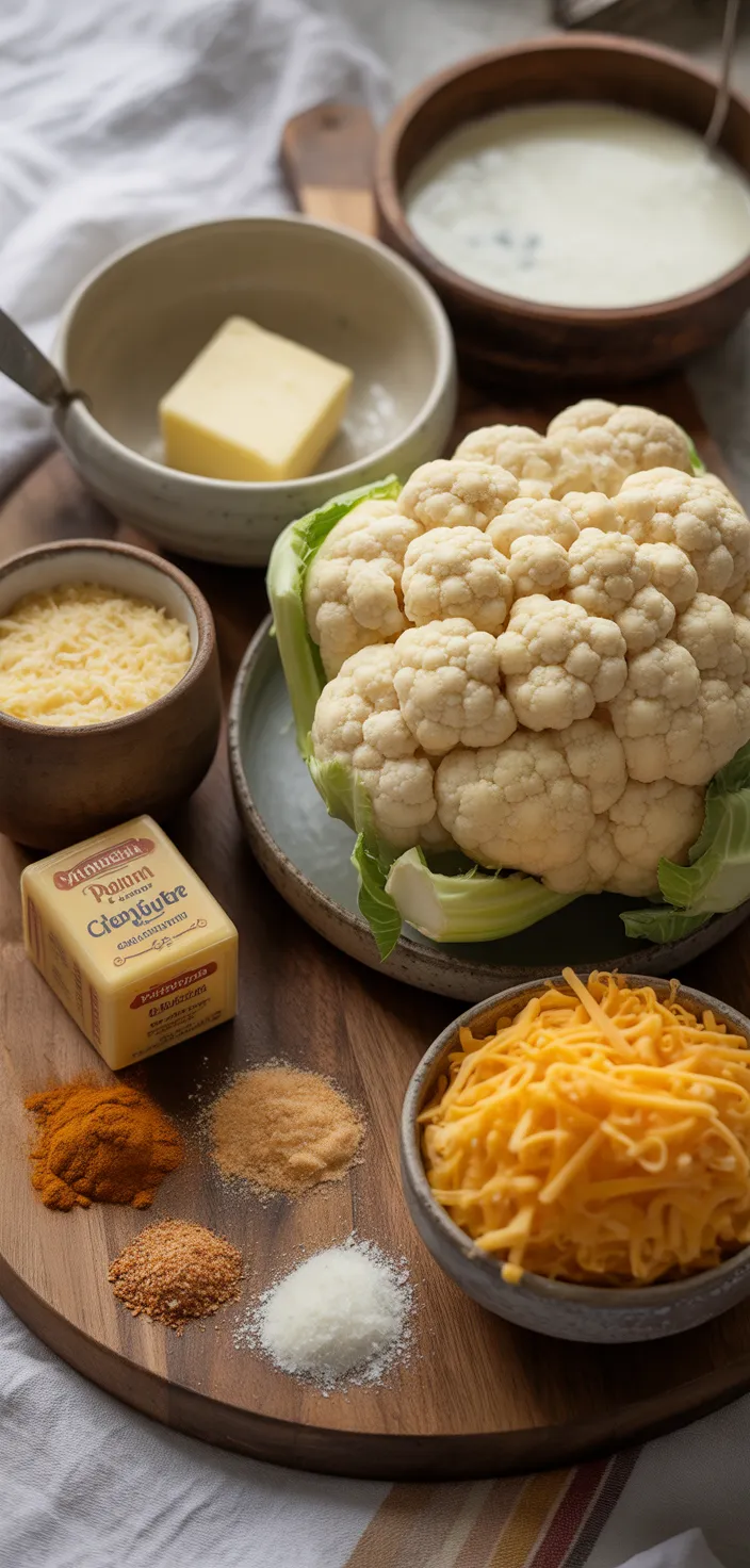 Ingredients photo for AMAZING Cauliflower Mac And Cheese Recipe