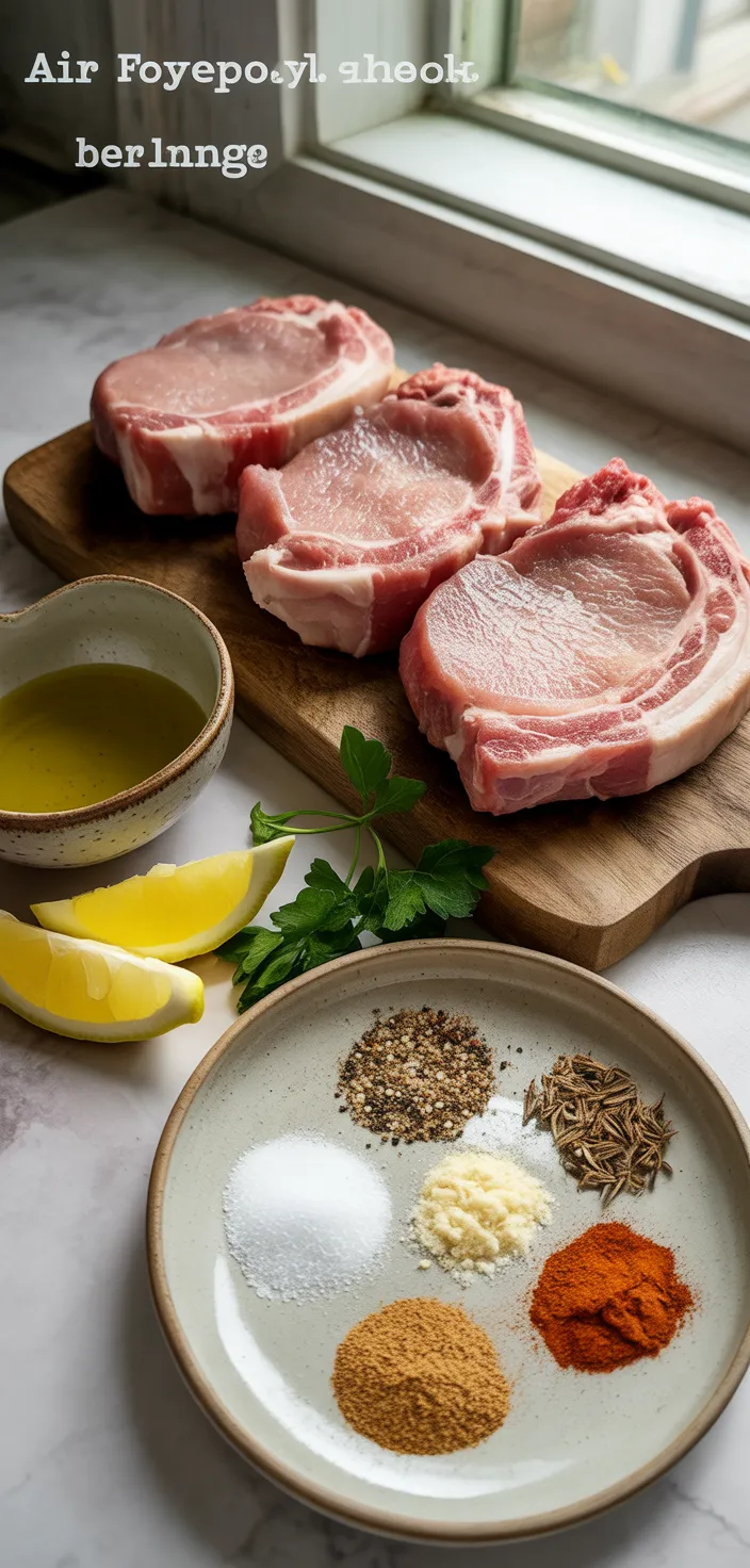 Ingredients photo for Air Fryer Pork Chops No Breading Recipe
