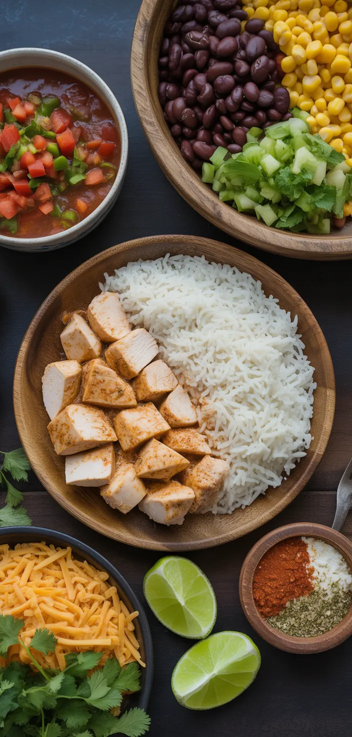 Ingredients photo for Crock Pot Chicken And Rice Burrito Bowl Recipe