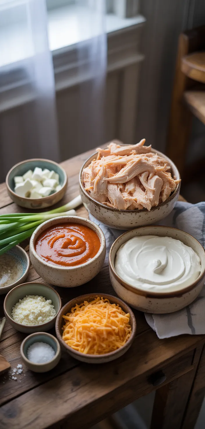 Ingredients photo for Crockpot Buffalo Chicken Dip Recipe