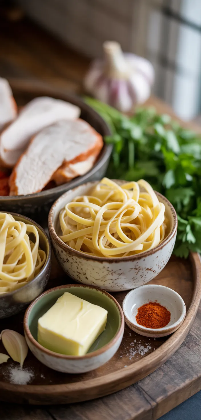 Ingredients photo for Easy Cowboy Butter Chicken Linguine Recipe
