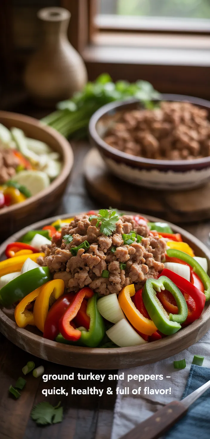 Ingredients photo for Ground Turkey And Peppers – Quick, Healthy & Full Of Flavor! Recipe