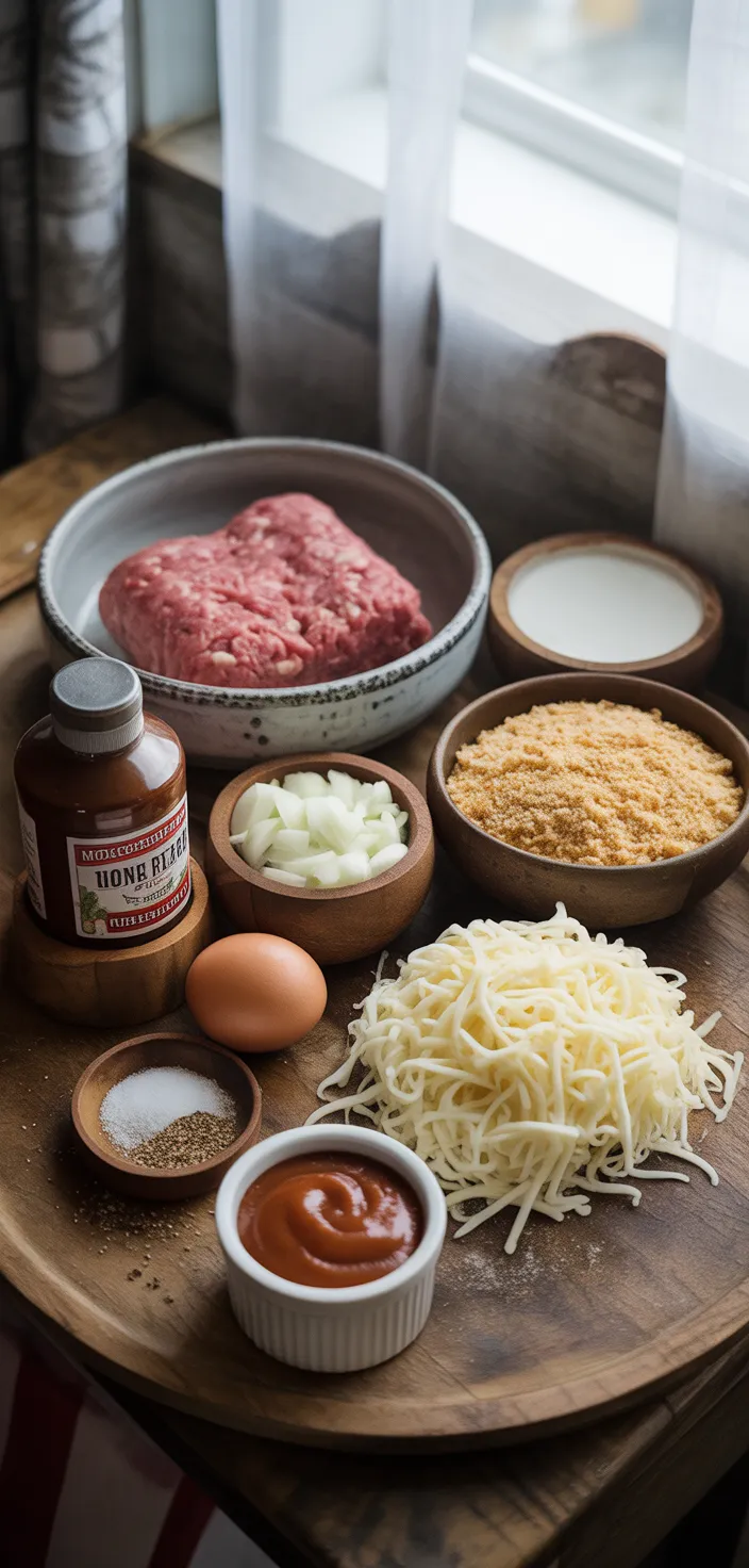 Ingredients photo for Mozzarella Stuffed Meatloaf Recipe