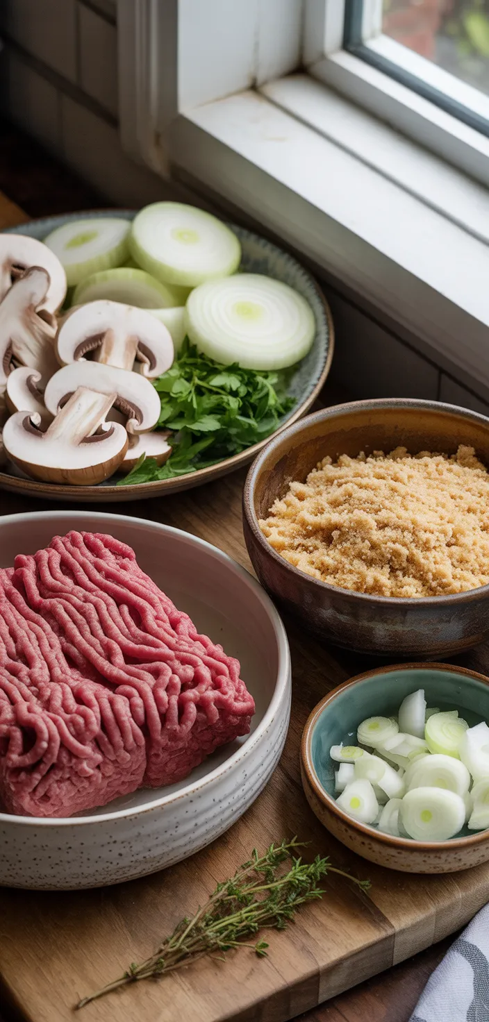 Ingredients photo for Salisbury Steak In Mushroom Onion Gravy Recipe