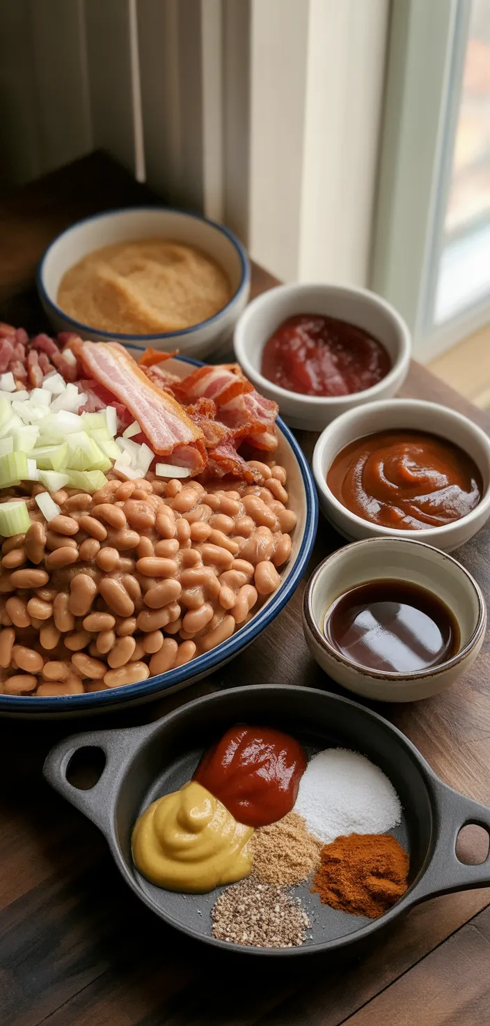 Ingredients photo for Slow Cooker Bourbon Baked Beans Recipe