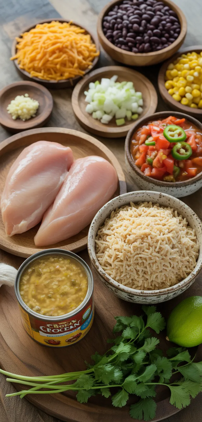 Ingredients photo for Southwest Crock Pot Chicken And Rice Recipe