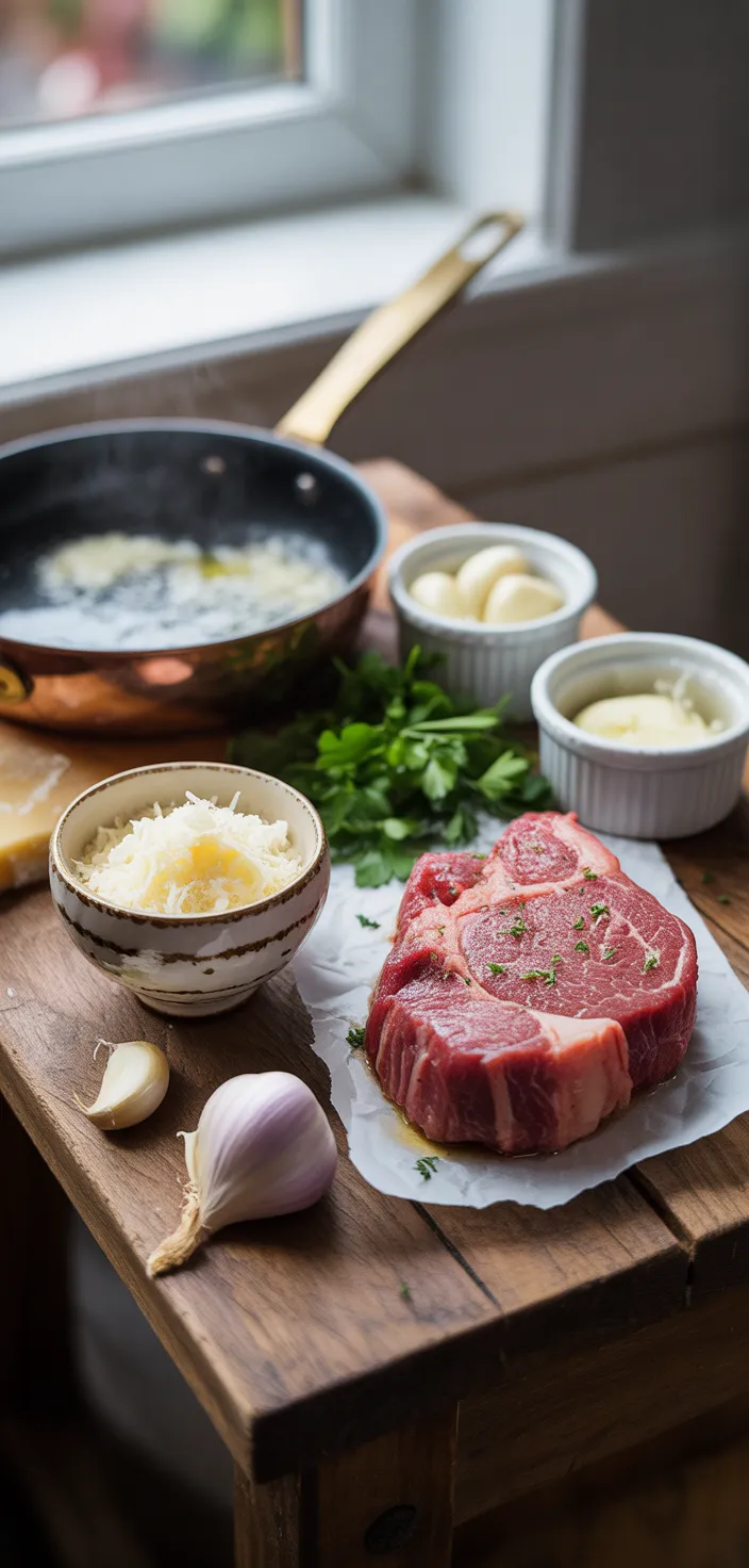 Ingredients photo for Tender Steak Bites In Garlic Butter With Creamy Parmesan Sauce Recipe