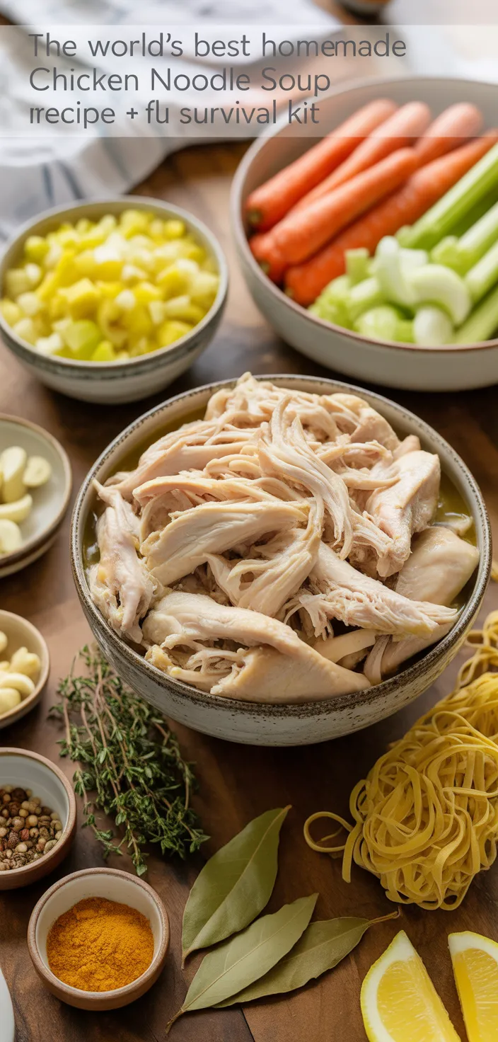 Ingredients photo for The World's BEST Homemade Chicken Noodle Soup Recipe + Flu Survival Kit