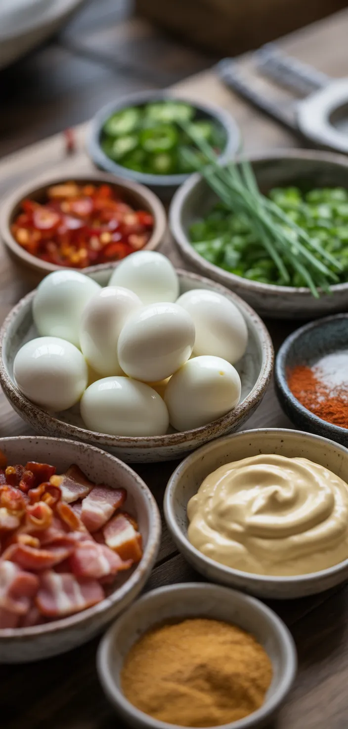 Ingredients photo for Bacon Jalapeño Deviled Eggs Recipe
