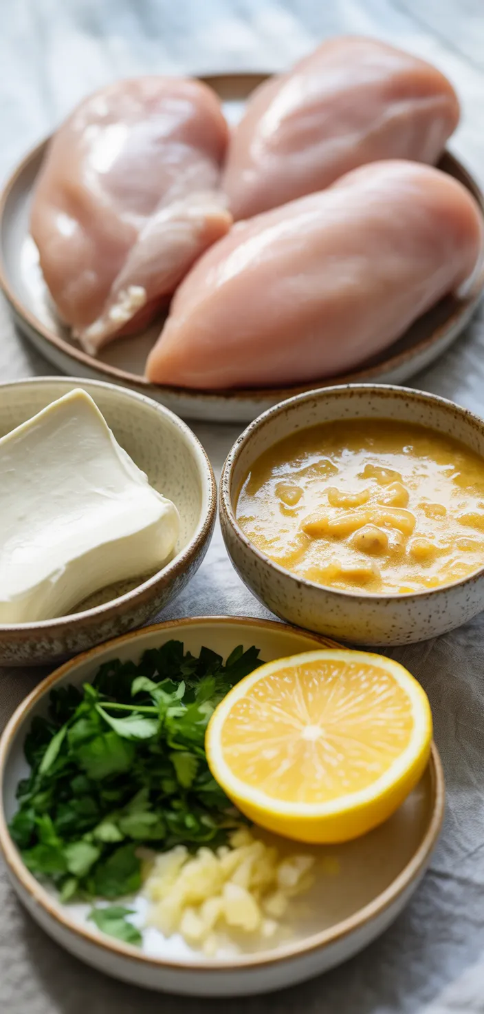 Ingredients photo for Crock Pot Creamy Lemon Chicken Breasts Recipe