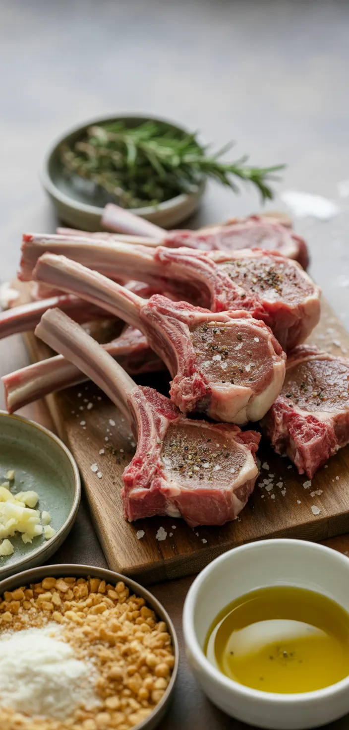 Ingredients photo for Easy Garlic & Herb Crusted Lamb Chops Recipe