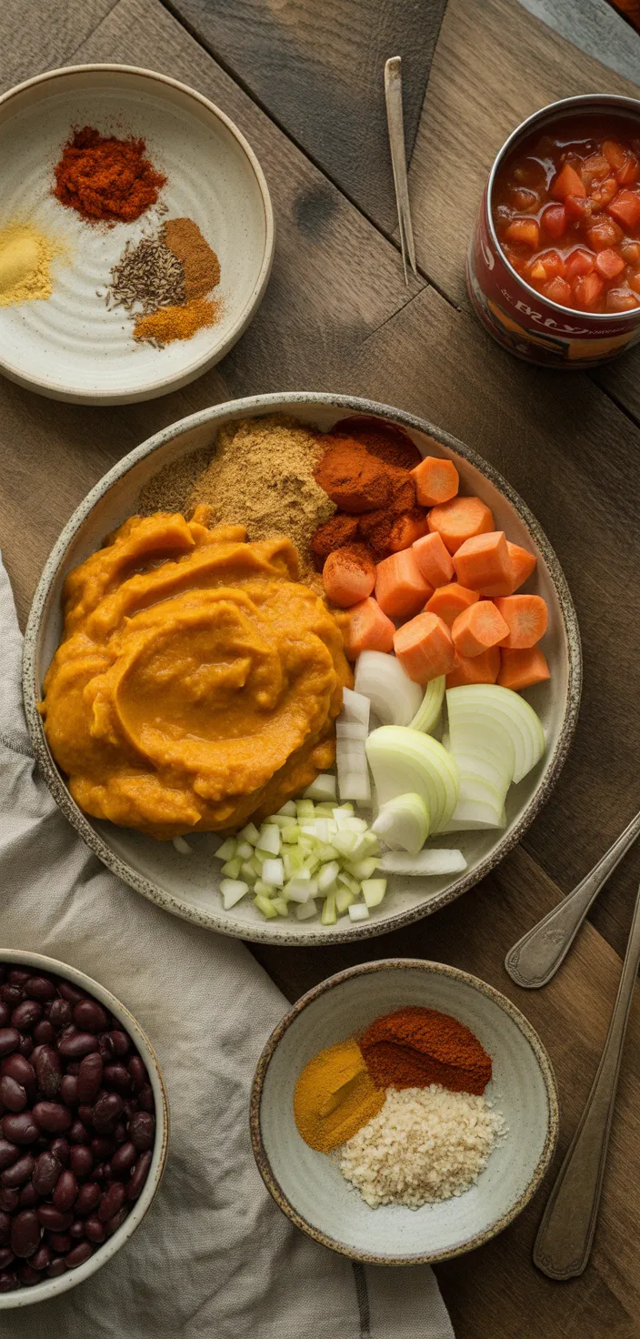 Ingredients photo for Hearty Vegan Pumpkin Chili Recipe