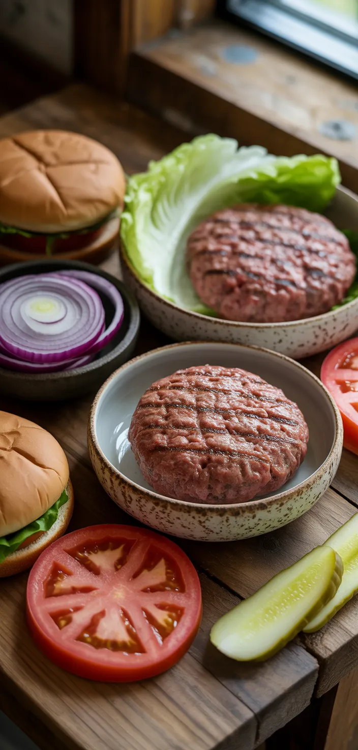 Ingredients photo for How To Make Frozen Hamburgers In Air Fryer Recipe