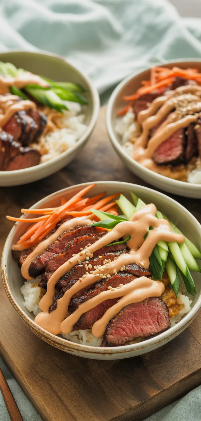 Ingredients photo for Korean BBQ Steak Rice Bowls With Spicy Cream Sauce Recipe