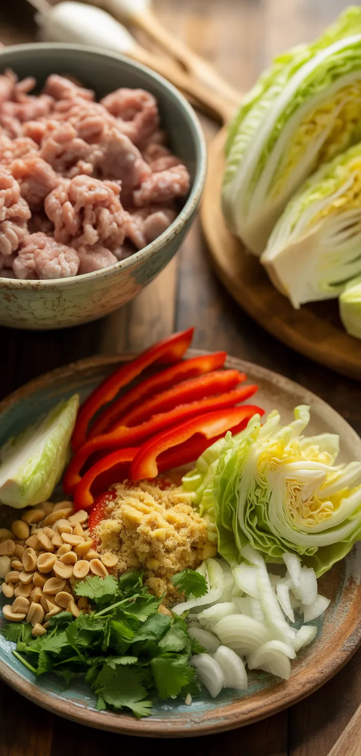 Ingredients photo for Low Carb Thai Chicken Lettuce Wraps Recipe